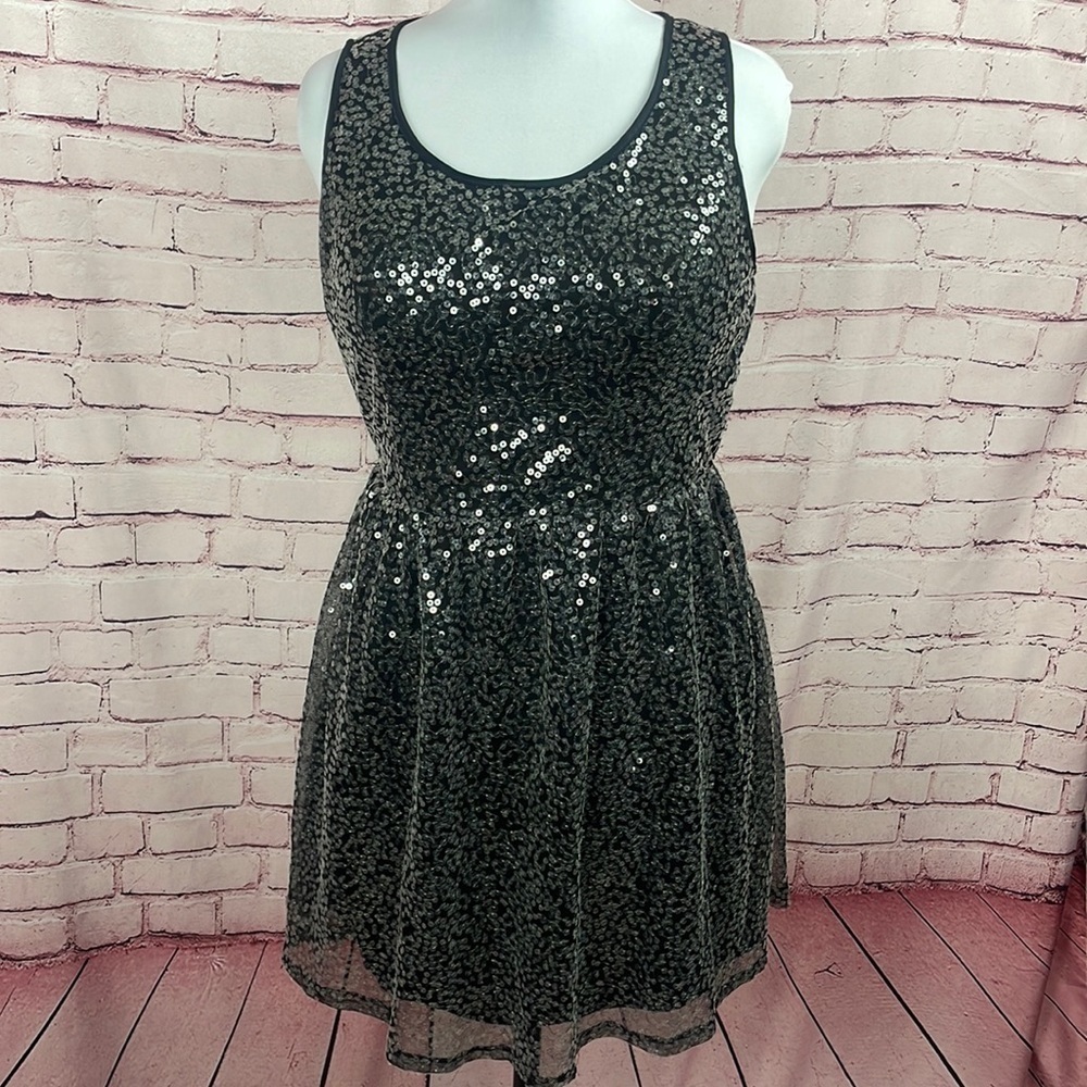 Black Sequin Fully Lined Dress - Size Large